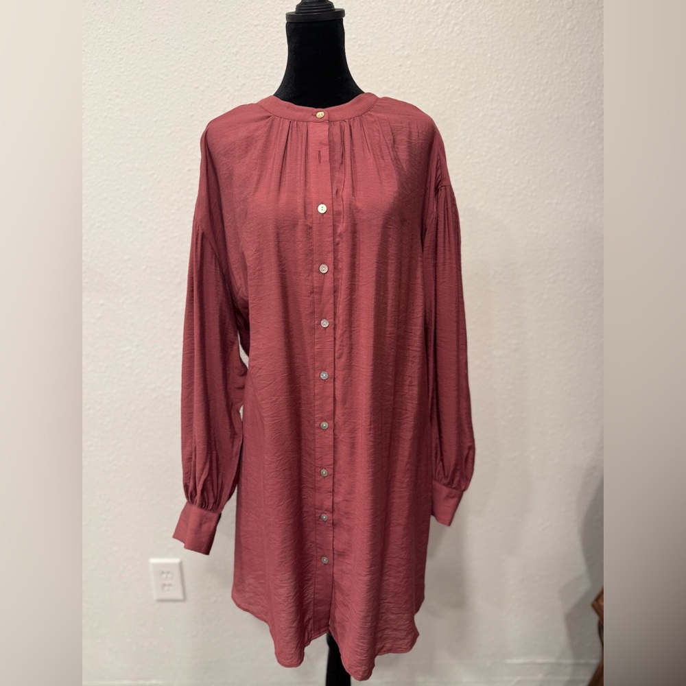 Finity Terracotta Button-Up Top
